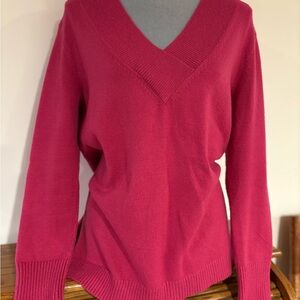 ANTHROPOLOGIE Women's Pink V-Neck Long Sleeve Sweater Size Small